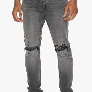 Ksubi Men's Gray Washed Slim Tapered Jeans Size 36